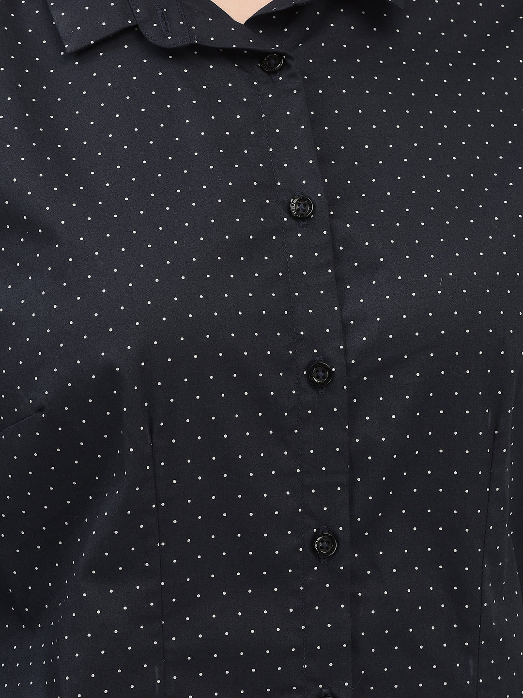 Black Polka Dots Shirt-Women Shirts-Crimsoune Club