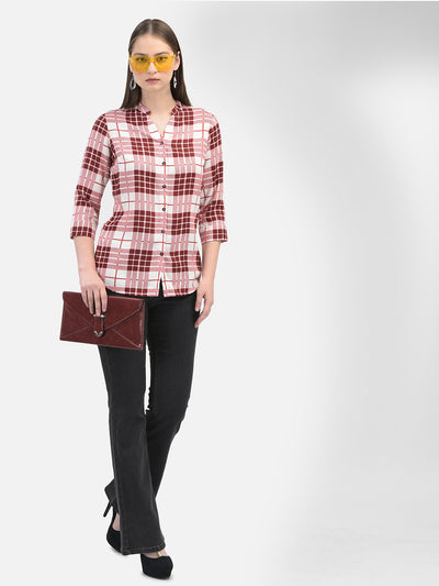 Checked Maroon Shirt-Women Shirts-Crimsoune Club