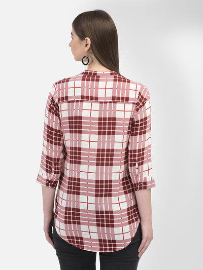 Checked Maroon Shirt-Women Shirts-Crimsoune Club