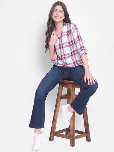 Maroon Checked Shirt-Women Shirts-Crimsoune Club