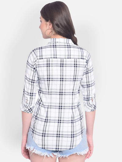 White Checked Shirt-Women Shirts-Crimsoune Club