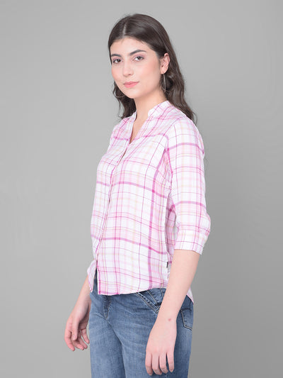 Pink Checked Shirt-Women Shirts-Crimsoune Club