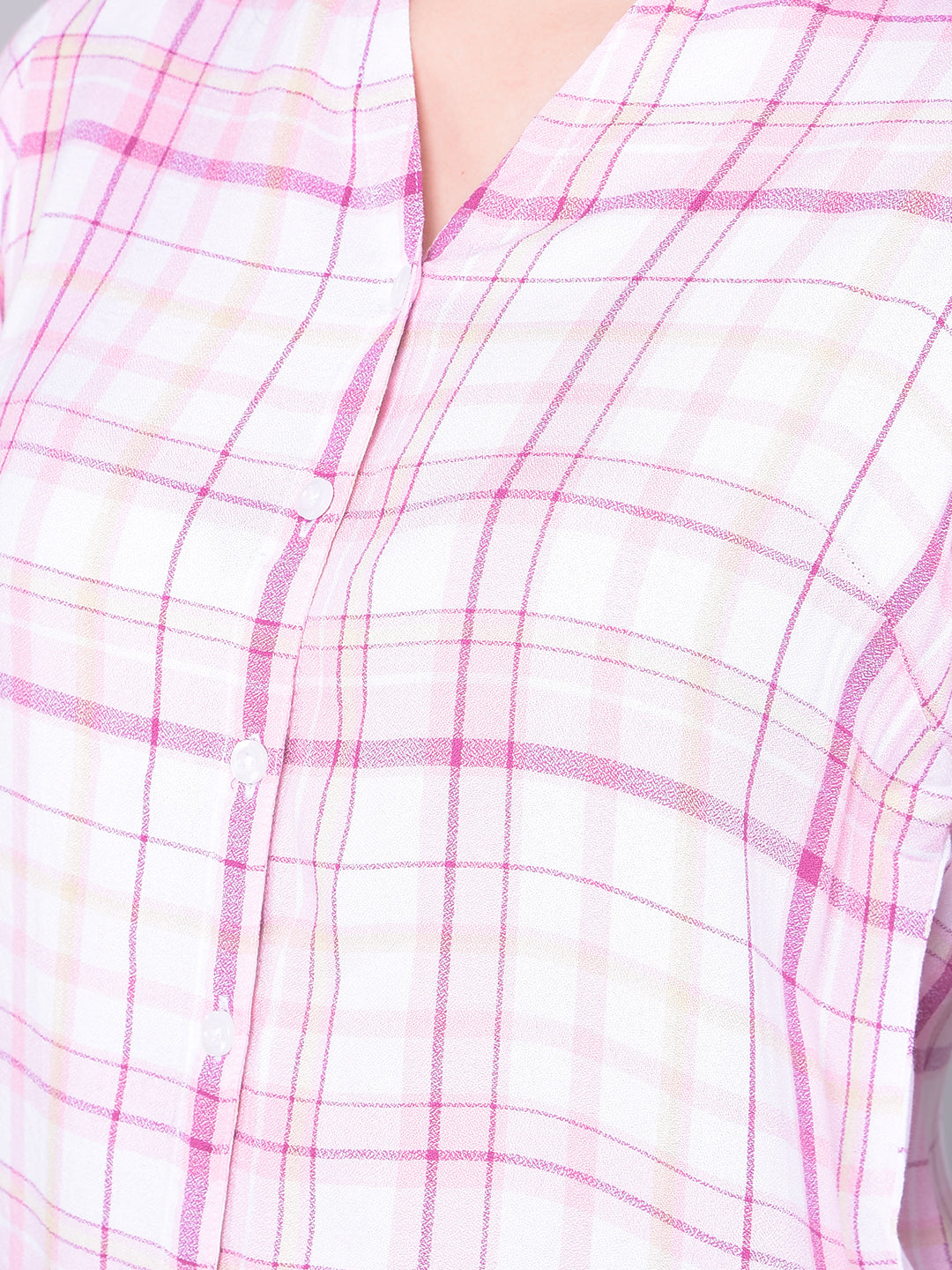 Pink Checked Shirt-Women Shirts-Crimsoune Club