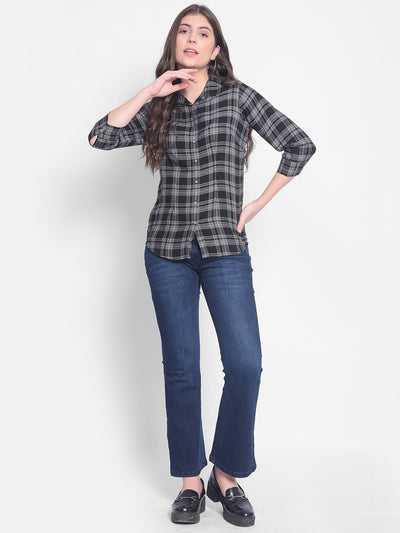 Black Checked Shirt-Women Shirts-Crimsoune Club