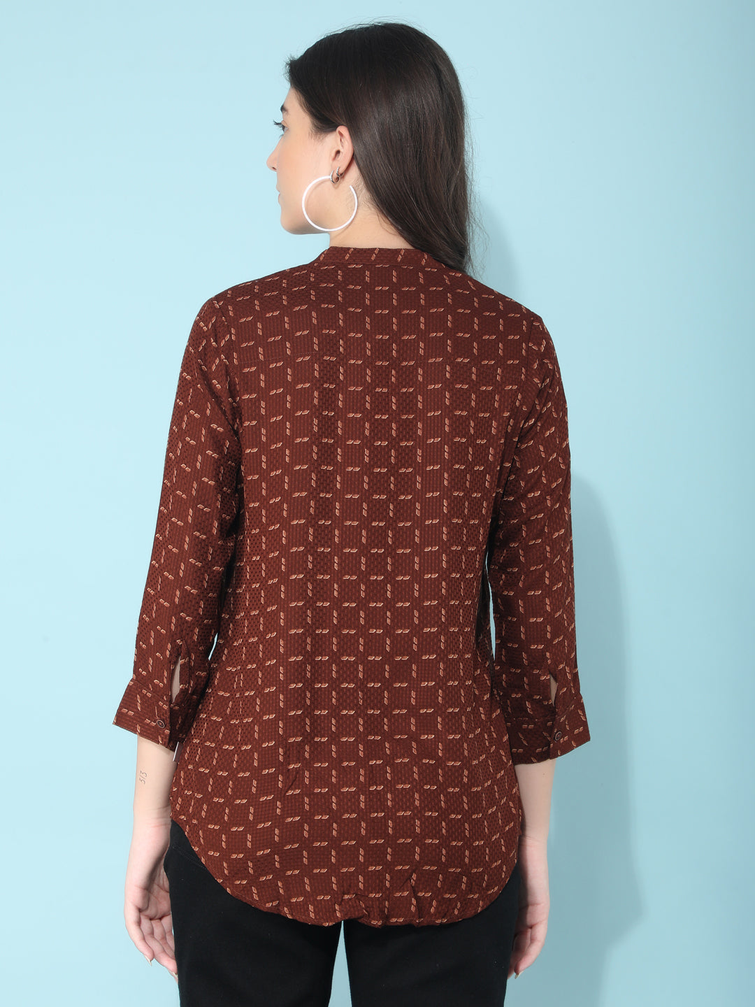 Brown Knitted Shirt-Women Shirts-Crimsoune Club