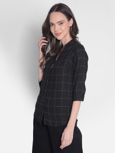 Black Checked Shirt-Women Shirts-Crimsoune Club