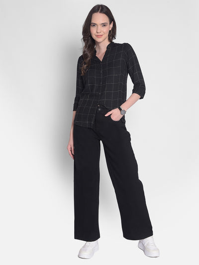 Black Checked Shirt-Women Shirts-Crimsoune Club