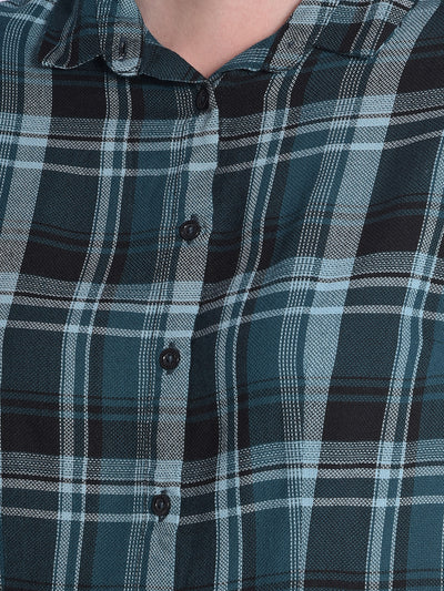 Green Checked Shirt-Women Shirts-Crimsoune Club