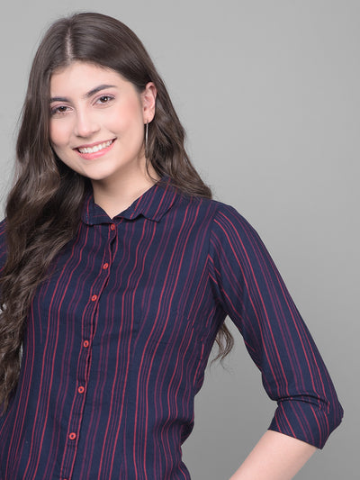 Red Striped Shirt-Women Shirts-Crimsoune Club