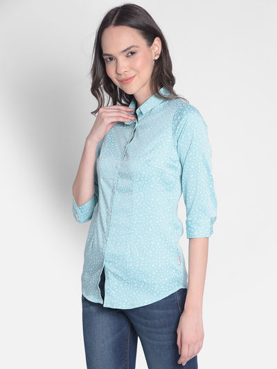 Green Printed Shirt-Women Shirts-Crimsoune Club