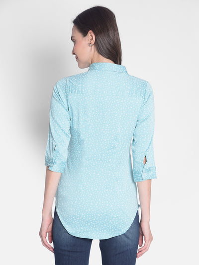 Green Printed Shirt-Women Shirts-Crimsoune Club