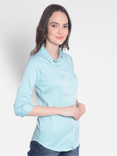 Green Printed Shirt-Women Shirts-Crimsoune Club