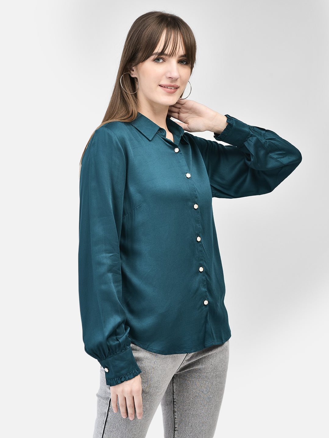 Green Shirt-Women Shirts-Crimsoune Club