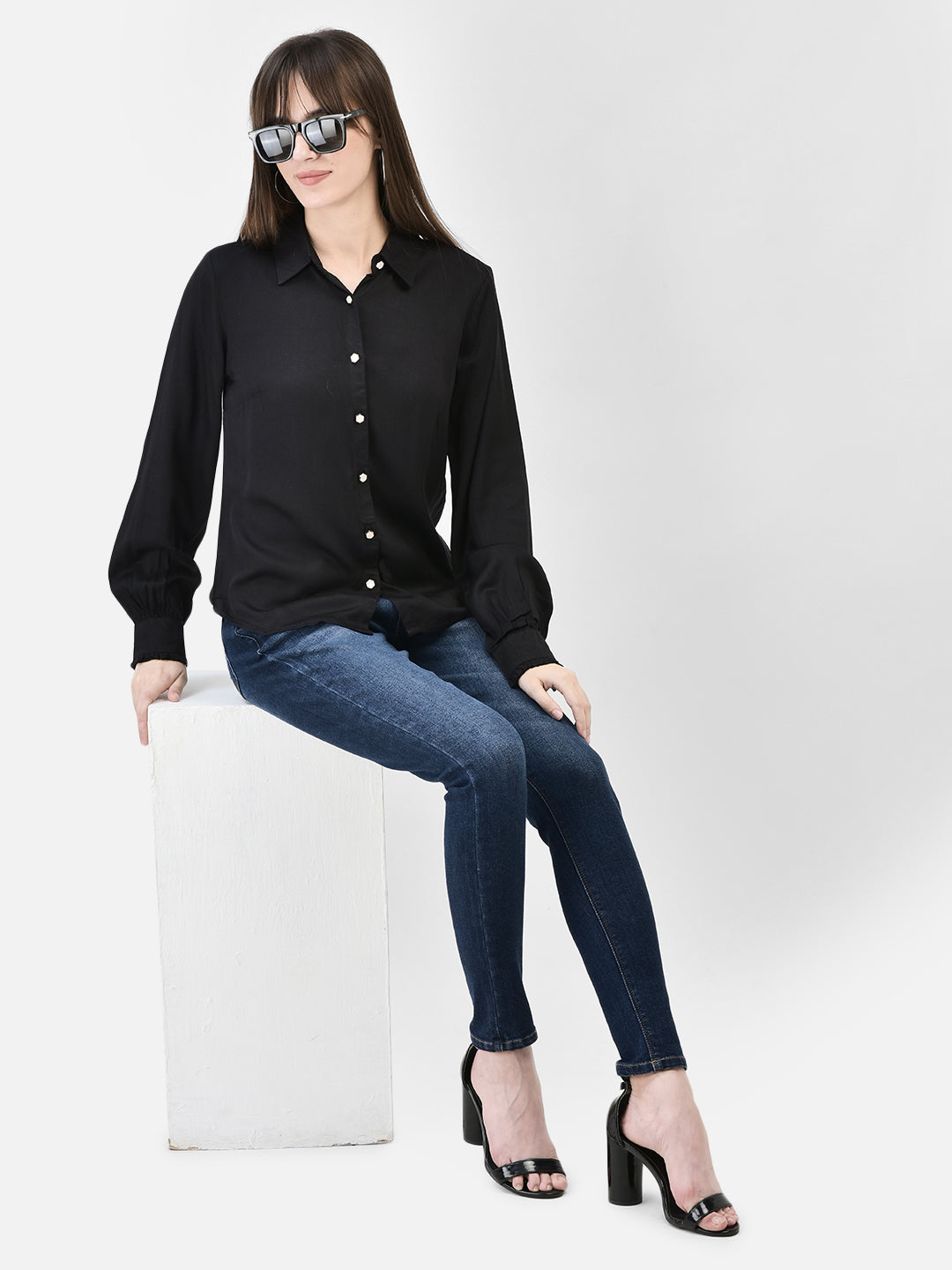 Black Shirt-Women Shirts-Crimsoune Club