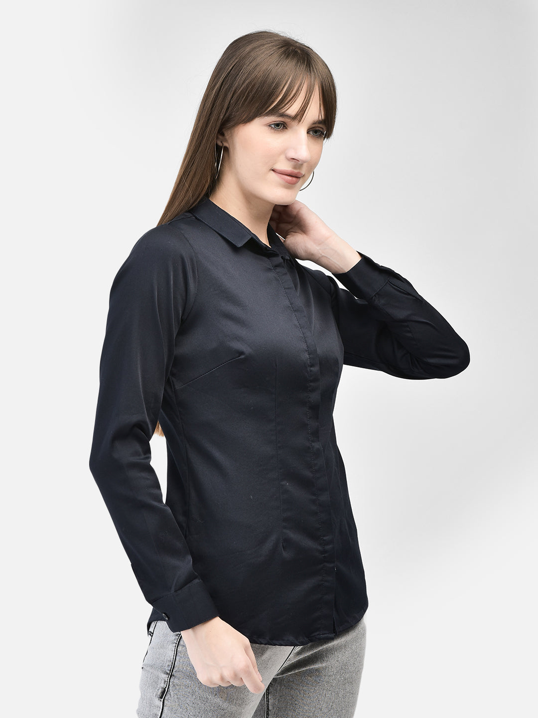 Navy Blue Shirt-Women Shirts-Crimsoune Club