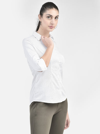 White Striped Shirt-Women Shirts-Crimsoune Club