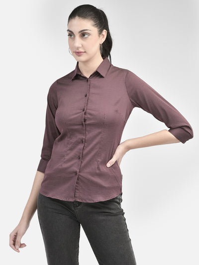 Maroon Printed Shirt-Women Shirts-Crimsoune Club