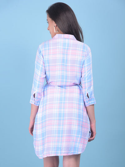 Pink Tartan Check Shirt-Women Shirts-Crimsoune Club