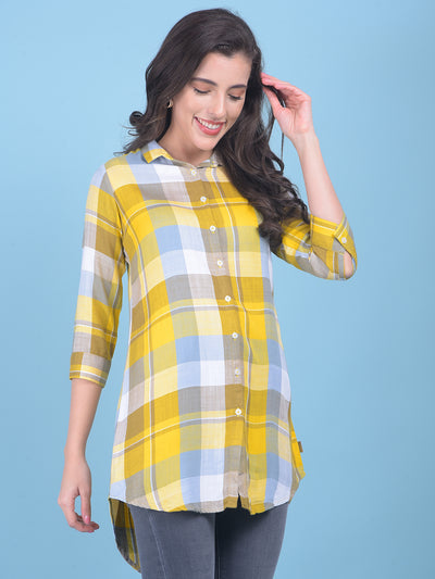 Yellow Tartan Check Shirt-Women Shirts-Crimsoune Club