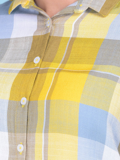 Yellow Tartan Check Shirt-Women Shirts-Crimsoune Club