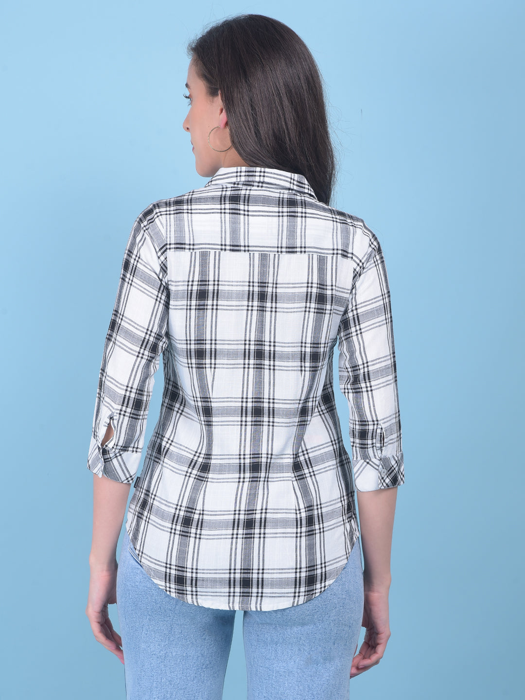 White Tartan Check Shirt-Women Shirts-Crimsoune Club