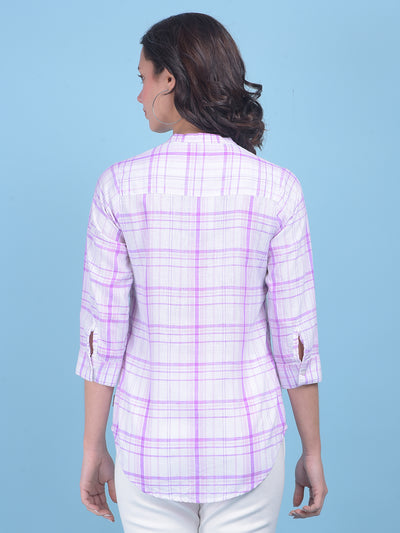 Purple Tartan Check Shirt-Women Shirts-Crimsoune Club