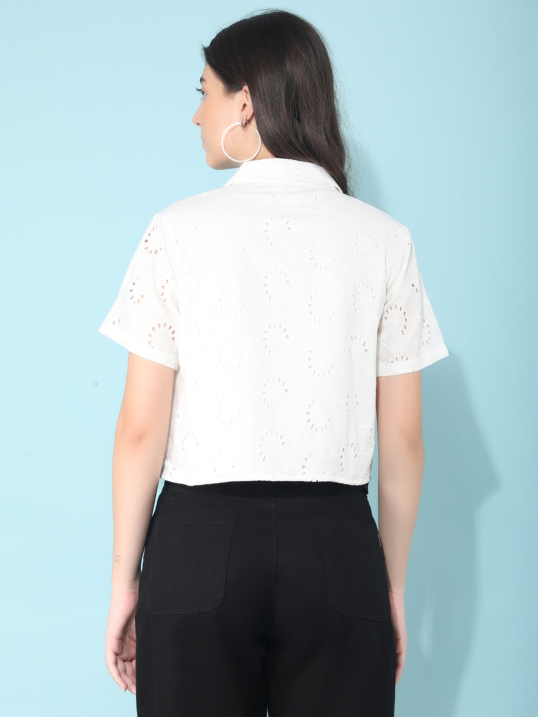 White Embroidered 100% Cotton Shirt-Women Shirts-Crimsoune Club