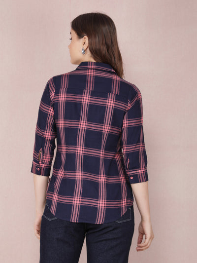 Pink Checked Shirt-Women Shirts-Crimsoune Club