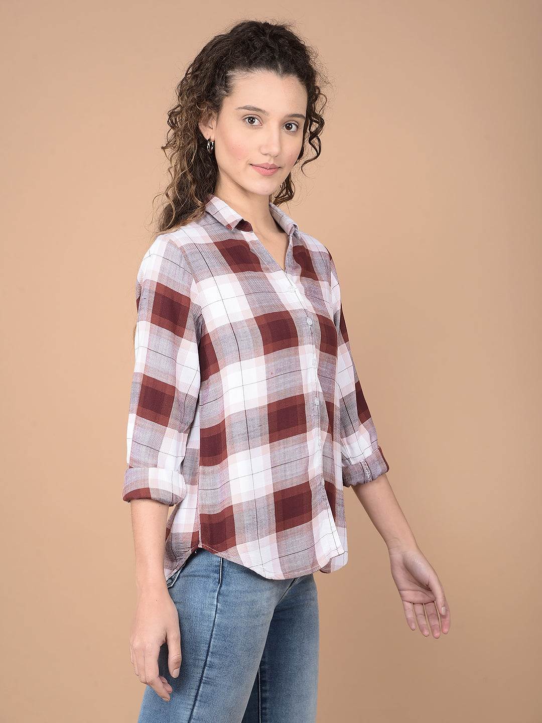 Brown Checked 100% Lyocell Shirt