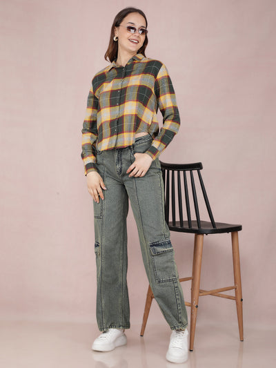 Multi-Color Checked 100% Cotton Shirt-Women Shirts-Crimsoune Club