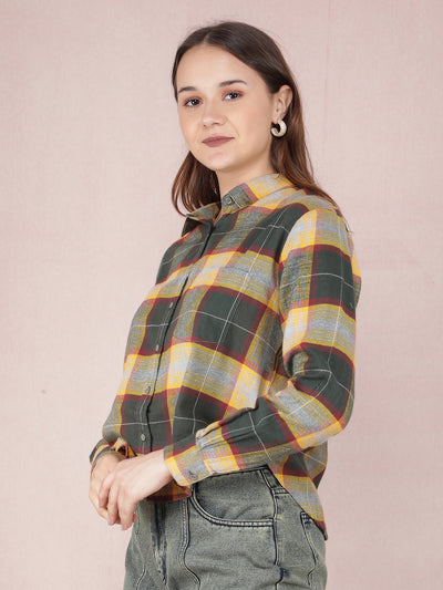 Multi-Color Checked 100% Cotton Shirt-Women Shirts-Crimsoune Club