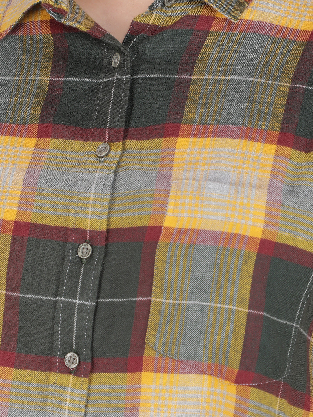 Multi-Color Checked 100% Cotton Shirt-Women Shirts-Crimsoune Club