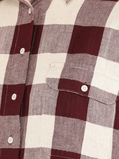 Brown Checked Shirt-Women Shirts-Crimsoune Club