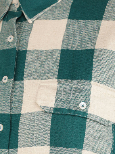 Green Checked Shirt-Women Shirts-Crimsoune Club