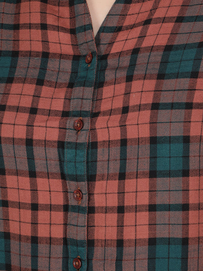 Brown Checked Shirt-Women Shirts-Crimsoune Club