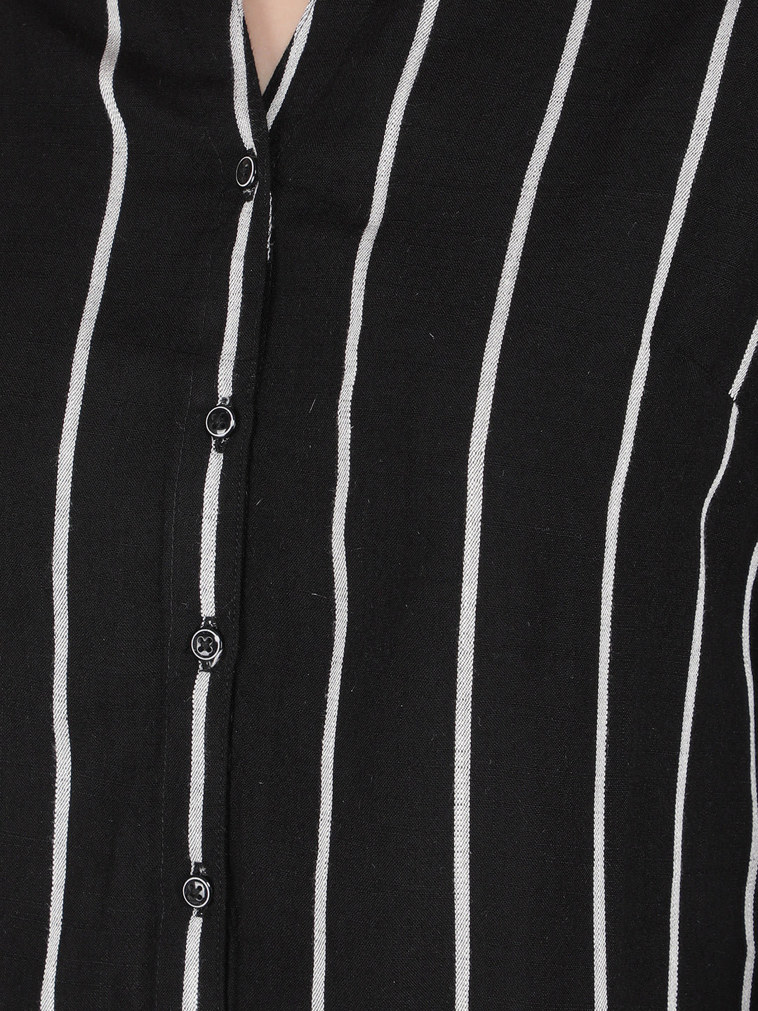 Black Vertical Stripes Shirt-Women Shirts-Crimsoune Club