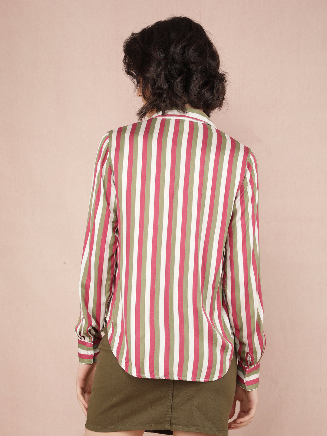 Multi-Color Vertical Stripes Shirt-Women Shirts-Crimsoune Club