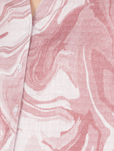 Pink Abstract Print Shirt-Women Shirts-Crimsoune Club