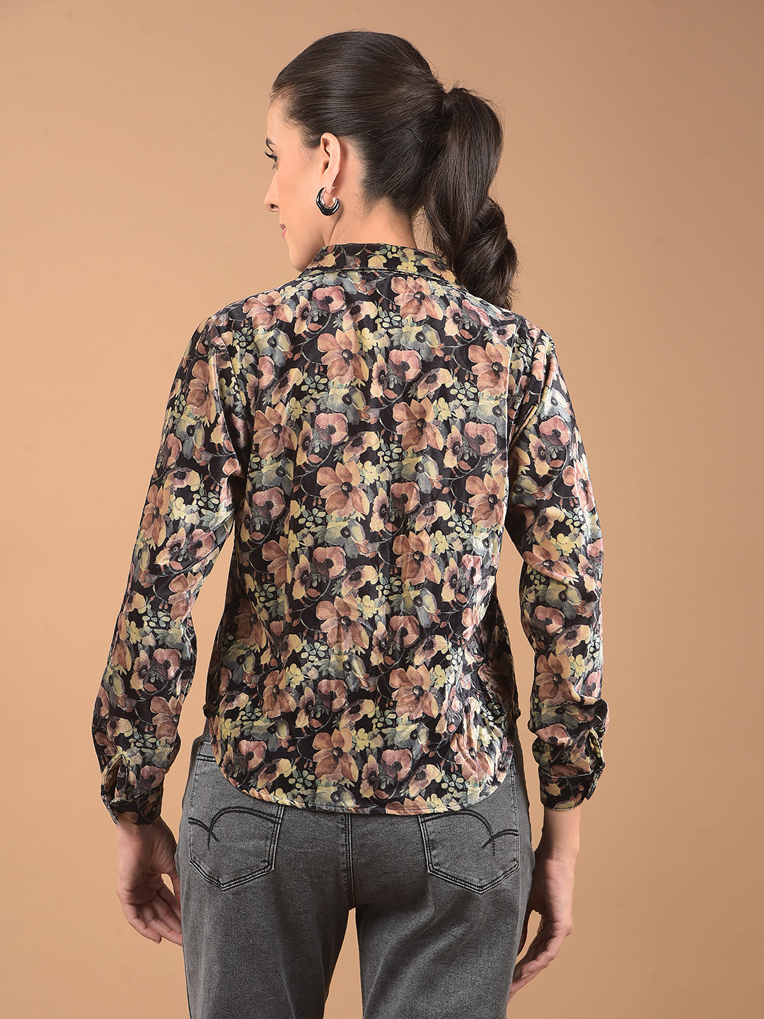 Multi-Color Floral Print Waist Length Shirt