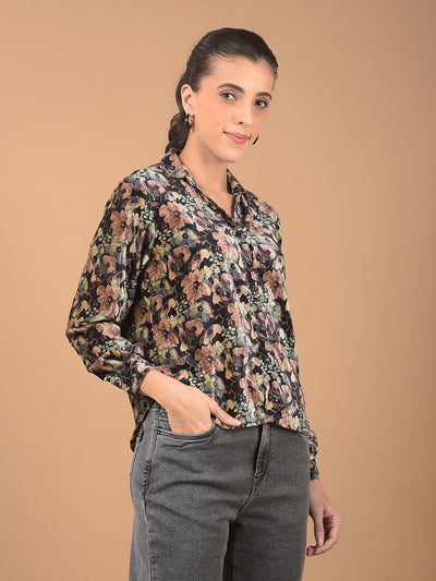 Multi-Color Floral Print Waist Length Shirt