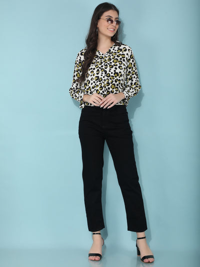 Olive Printed Shirt-Women Shirts-Crimsoune Club