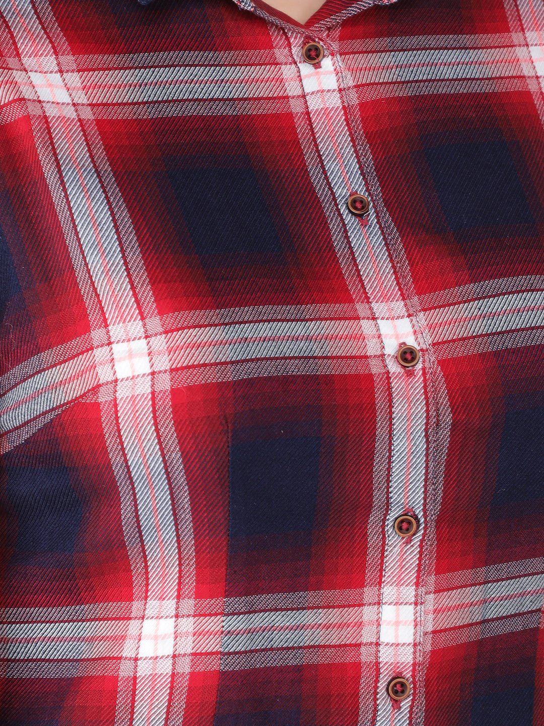 Red Checked Shirt-Women Shirts-Crimsoune Club