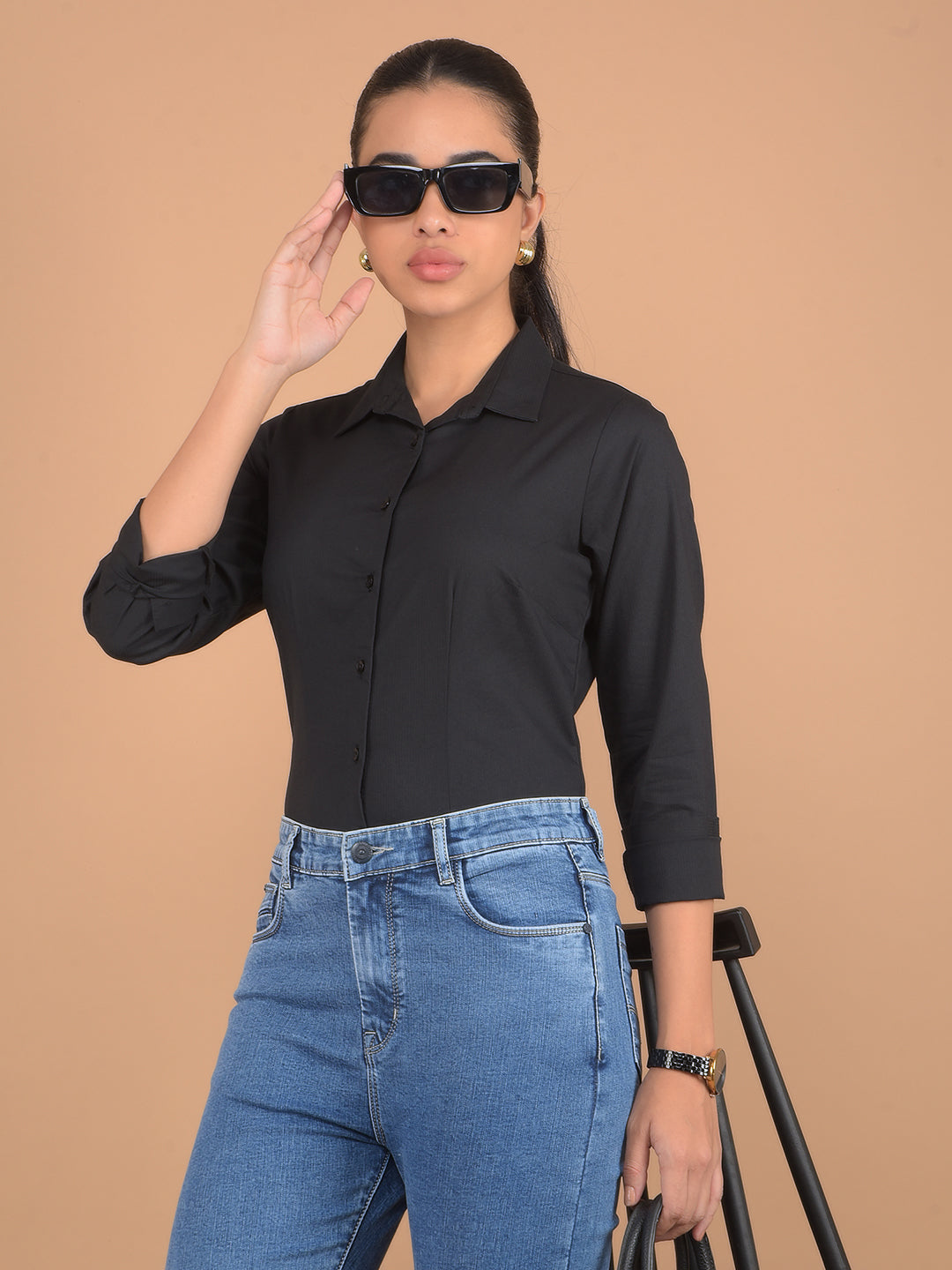 Black Shirt-Women Shirts-Crimsoune Club