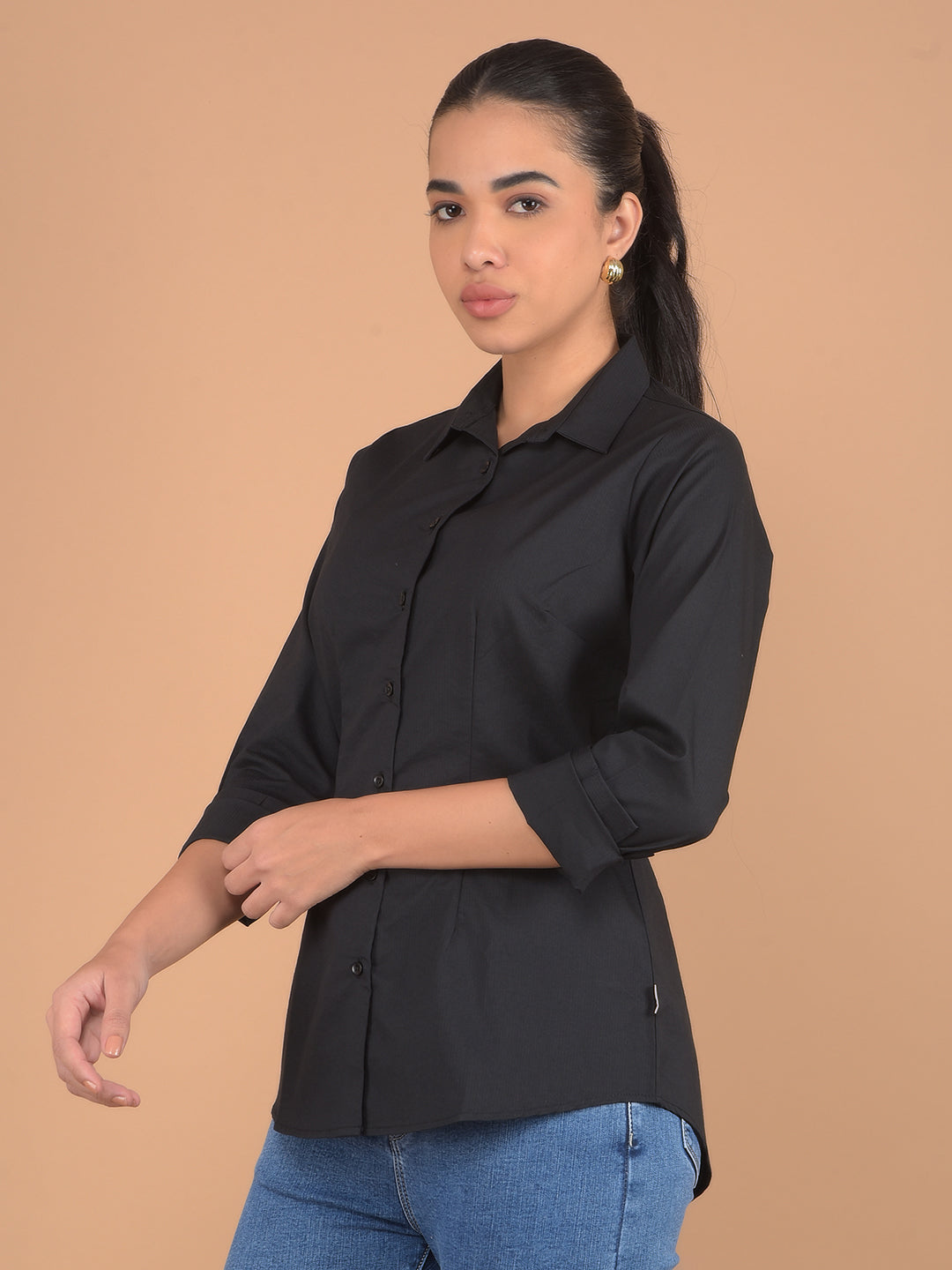 Black Shirt-Women Shirts-Crimsoune Club