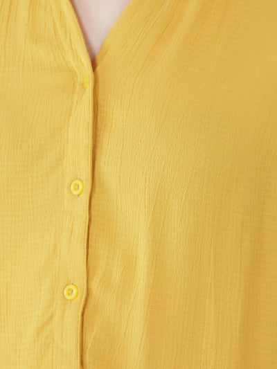 Yellow Jacquard Shirt-Women Shirts-Crimsoune Club