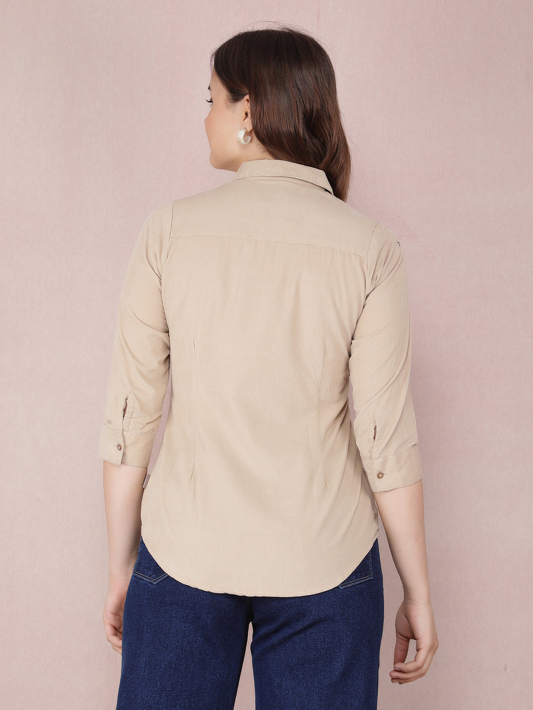 Beige Shirt-Women Shirts-Crimsoune Club