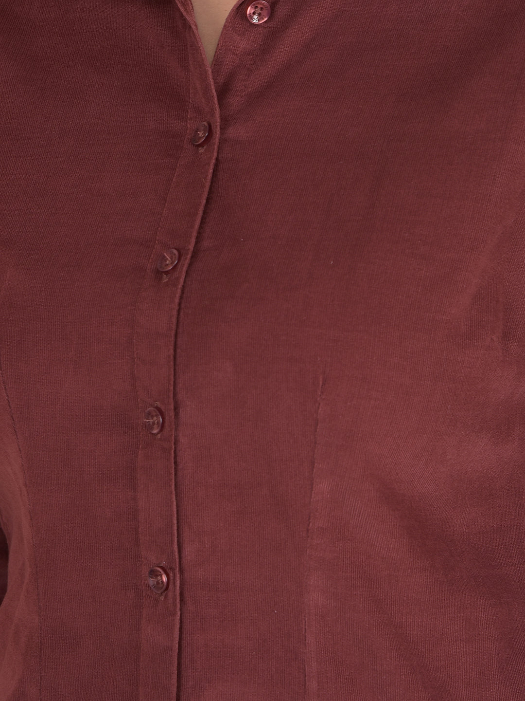 Maroon Corduroy Shirt-Women Shirts-Crimsoune Club