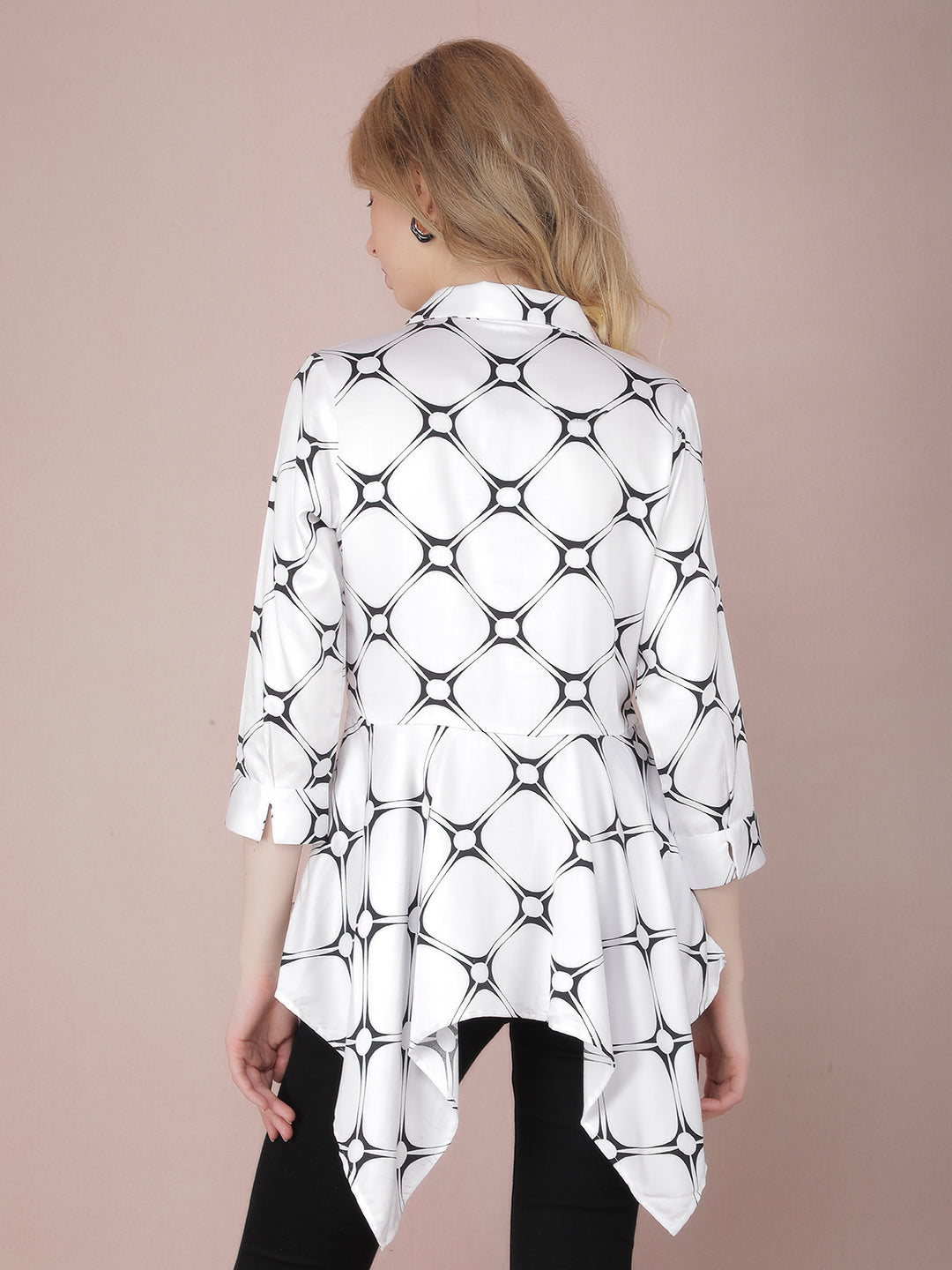 White Asymmetric Shirt-Women Shirts-Crimsoune Club