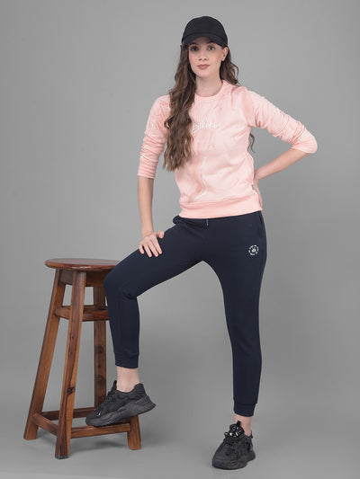 Navy Blue Joggers Trackpants-Women Trackpants-Crimsoune Club