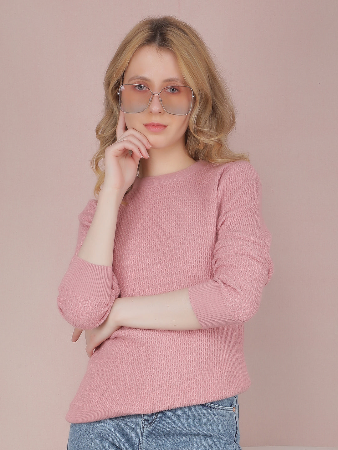 Pink Sweater-Women Sweaters-Crimsoune Club